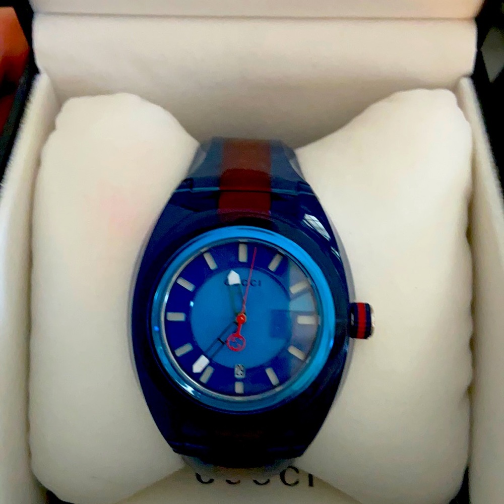 Gucci Sync Stainless Steel Striped Rubber Watch